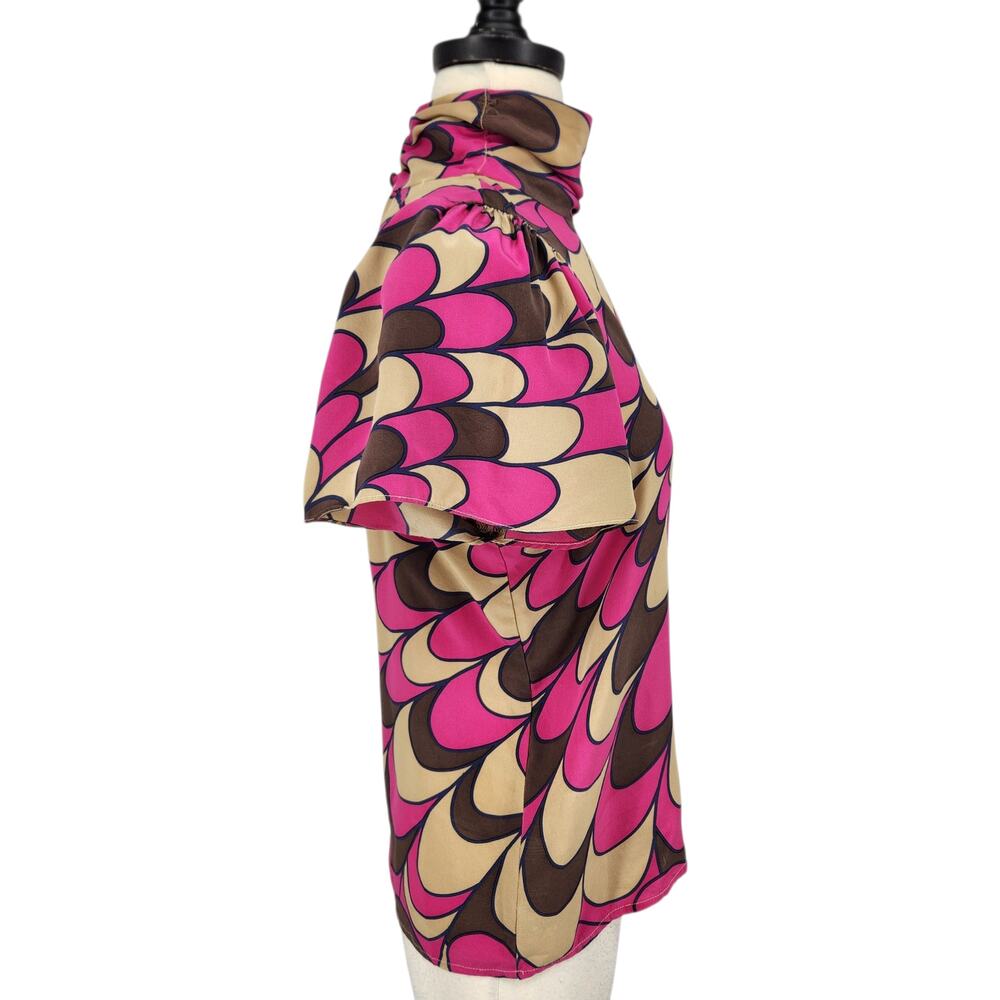 Corey Lynn Calter Silk Mod Print Top Mock Neck - Picture 5 of 7